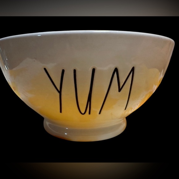 Rae Dunn YUM Cereal Soup Bowl Yellow Inside Artisian Collection by Magenta - Picture 2 of 5